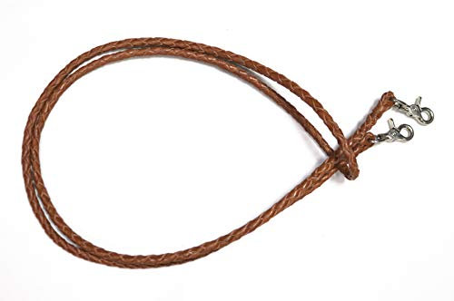 Schwarz geflochten Leder Roping Zügel 4 Plait Snap