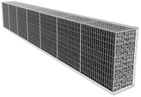 Festnight Gabion 600 x 50 x 100 cm Décoration de Jardin Mur de Gabion avec Couvercle