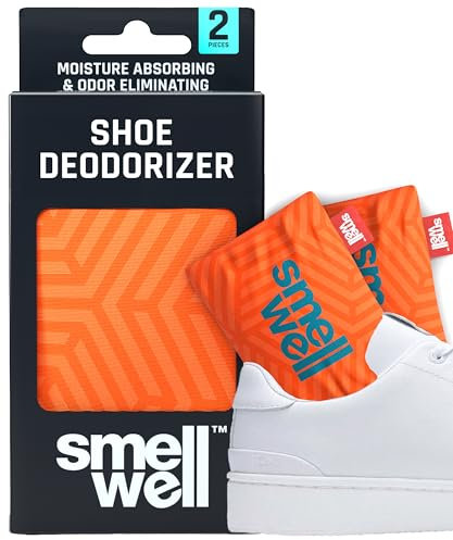 SmellWell Active Geruchsentferner - Schuhdeo - Bambusaktivkohle Geruchsabsorber - Feuchtigkeitsabsorber für Schuhe,Taschen und gegen Schweißfüße - lästige Gerüche - Geometric Orange, 1 Paar, 2 x 50g