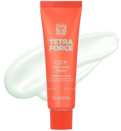 Elishacoy | TETRAFORCE Cica Soothing Cream for Acne-Prone Skin, Lightweight Non-Comedogenic Moisturizer with Centella Asiatica & Hyaluronic Acid, Calming & Hydrating Cream for Sensitive Skin, 50g