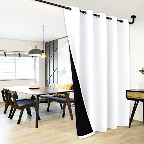 NICETOWN Room Seperating Divider, Room Divider Curtain Screen Partition, Function Thermal Blackout Patio Door Curtain Panel, Sliding Door Insulated Curtains for Patio, White, 108 Tall x 70 Wide