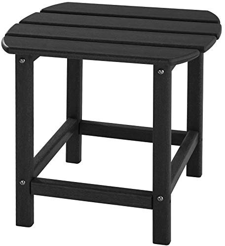 TecTake Mesa Auxiliar, Mesa de jardín Efecto Madera, Mesita de Exterior Resistente para el Patio, Mobiliario para la terraza (Negro)