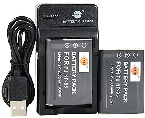 DSTE NP-95 Li-Ionen Batterie (2-Pack) und Micro USB Ladegerät Anzug kompatibel mit Fujifilm FinePix F30, F31fd, Real 3D W1, X100T, X100LE, X-S1, RICOH DB-90, GXR, GXR Mount A12, GXR P10 Kamera