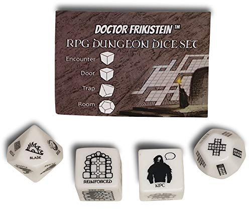 RPG Dungeon Dice Set | 4 dadi da 25 mm per la creazione di dungeon | COMPATIBILE con D&D, Pathfinder e e giochi di ruolo di fantasia