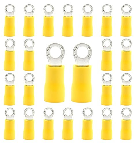 CEEYSEE 50x Kabelverbinder 4-6mm² Loch-Ø M4 Ringkabelschuhe Abzweigverbinder - Für Elektrische Crimpkabelschuhe Kable Teillisoliert PVC Kabel-Verbinder(Gelb/DPRY4)