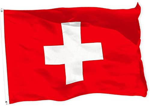 Cosymate Drapeau suisse suisse - 90 x 150 cm - Avec œillets en laiton - Couleurs vives - Résistant aux UV - Double couture - 90 x 150 cm