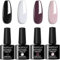 Croitout UV Nagellack Set, Mehrfarbig Ablösbarer Gel Shellac Set, Nagelgel Farben Farbgel Lack, Nail Polish Kit 4 x 7.3ml