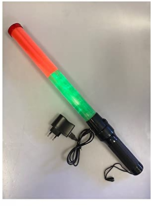Bâton Lumineux Rechargeable Fluorescent - Baguette Led Vert Rouge, Eclairage Circulation Route Aéroport Train Signalisation Police