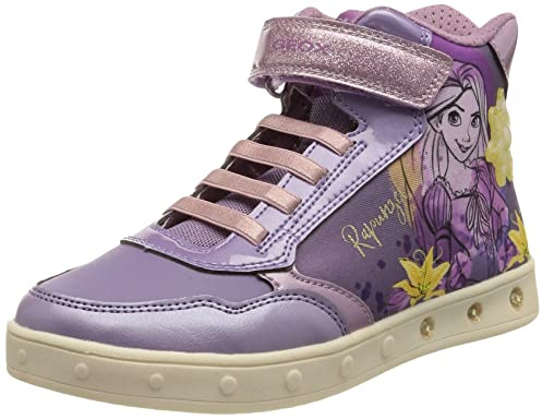Geox Mädchen J Skylin Girl G Sneakers, Lilac Yellow, 33 EU