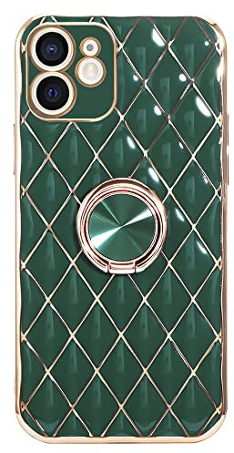 WOAYAA iPhone 11 Case with Ring Stand, Soft and Slim Phone Case with Camera Cover, iPhone 11 Covers for Women (Emerald Green)