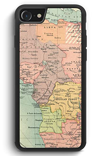 MUNIQASE Vintage Weltkarte Afrika - Silikon Hülle für iPhone SE 2022 - Motiv Design Schön - Cover Handyhülle Schutzhülle Case Schale