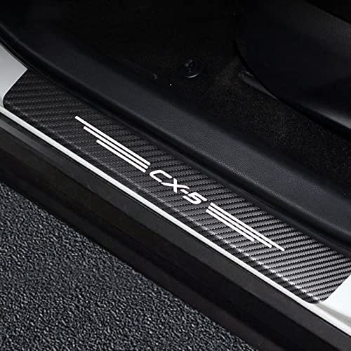 4 Pcs Carbon Fiber Car Door Sill Protector for Ma-zda CX5 CX-5, Welcome Pedal Guard Kick Plates Threshold Cover Trim Stickers, Non-Slip Auto Door Edge Protector Decoration Accessories