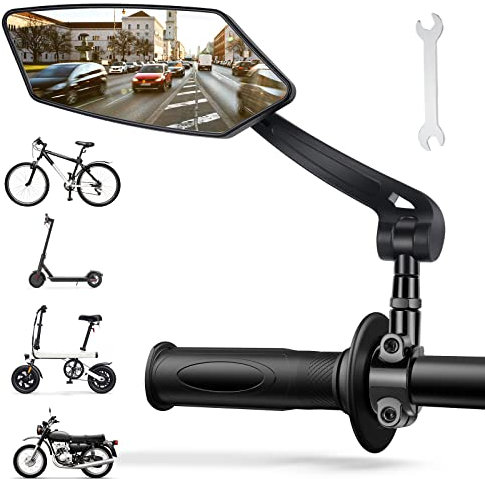 flintronic Rétroviseur Trottinette Électrique HD Grand Angle, Antidéflagrant Réglable 360° pour Guidon de 22-25 mm, Accessoires pour Vélo, Moto,Gauche