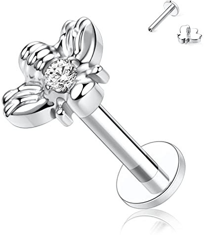 16G Titan Labret Ohrstecker Flache Rückseite Ohrringe Biene Lippen Ohrstecker Tragus Piercing Schmuck Ohrstecker mit Innengewinde 10mm Monroe Medusa Helix Ohrstecker Lobe Knorpel Muschel Ohrstecker