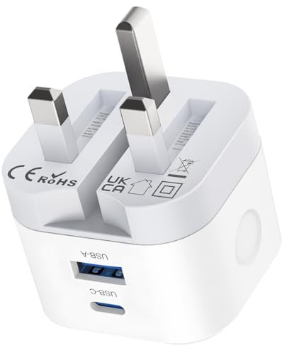 USB C Charger Plug Fast Charge, 20W Folding Type C and USB Wall Plug Foldable Power Adapter UK Fast Charging for iPhone 15/15 Pro/15 Pro Max/15 Plus/14/14 Pro/14 Pro Max/13/12/11,iPad