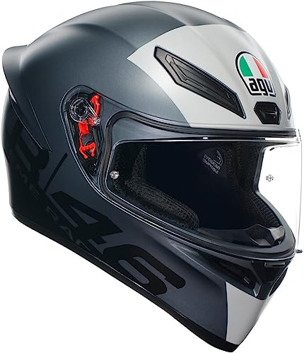 AGV - K1 S AGV E2206, Motorrad Helm, ECE Vollvisier Motorradhelm, Racing Style mit Aerodynamischem Spoiler, Kratzfestem Visier, 190° Sichtfeld, mit Intercom Ready | Schützender Fahrkomfort