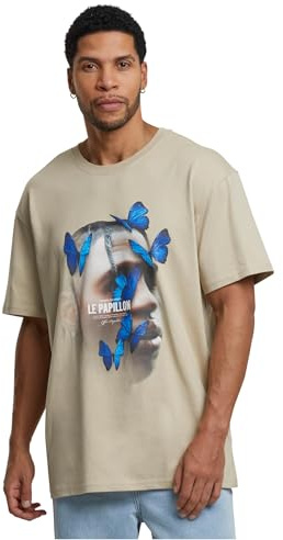 Mister Tee Herren T-Shirt Le Papillon Oversize Tee Wet Sand XS