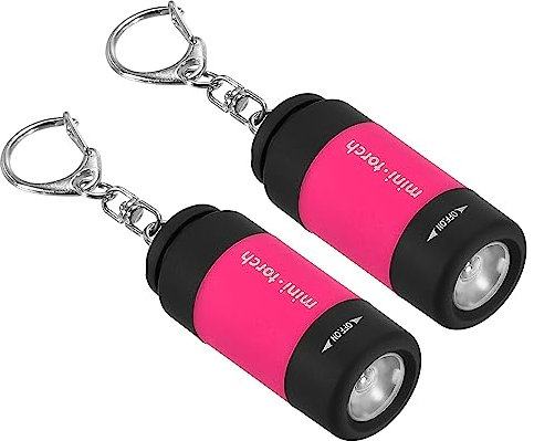 PATIKIL 2.1 Mini Rechargeable LED Keychain Flashlight, 2 Pack EDC Portable Small Torch with USB Charging for Everyday Carry, Bright Pink