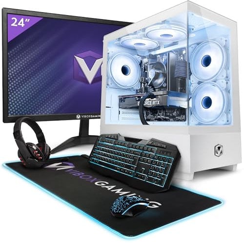 Vibox III-172 White Gaming PC Bundle • Intel Core i5 11400F 4.4GHz • Nvidia RTX 5060 8GB • 32GB RAM • 1TB SSD • Windows 11 • 23 Monitor • WiFi • Prebuilt