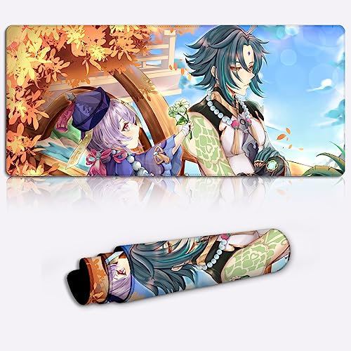 Design personalizzato Genshin Impact Xiao XL Keyboard Mouse Game Character Table mat/Large Size (13.77x23.6X0.15) Inch One Piece Tappetino per Mouse
