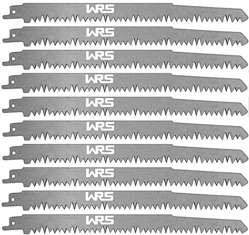 WRS Hochl. Säbelsägeblätter für Holz, MADE IN GERMANY, Spitzenqualität, 240 mm, Grünholz, Brennholz, Weichholz usw., sehr schneller Schnitt für höchste Ansprüche, Größen Name: Inhalt: 10 Stück