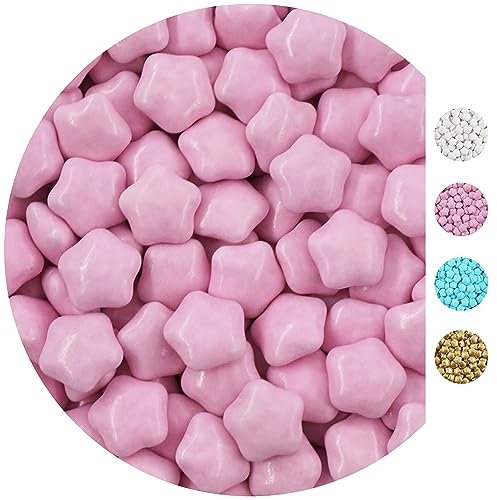EinsSein 0,5kg Confetti stella al cioccolato rosa lucido confettata confetti rossi laurea - regali per gli ospiti natale battesimo baby party matrimonio - Altervative per confetti matrimonio mandorle