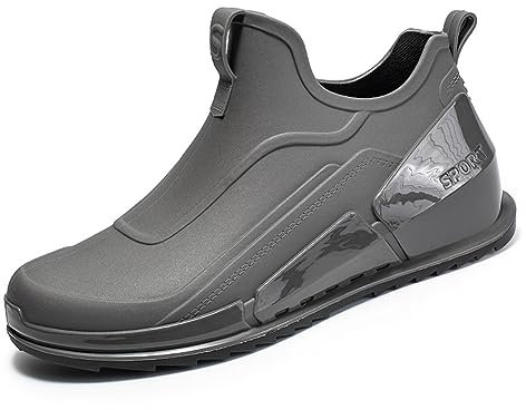 Rojeam Stivali in Gomma Uomo Impermeabili Stivali Donna Scarpe da Pioggia Scarpe da Giardinaggio Scarpe Gomma Grigio 43 EU