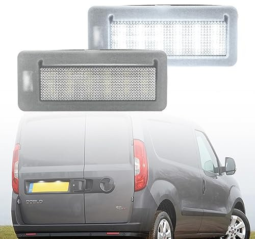 NSLUMO 2X LED-Kennzeichenbeleuchtung für Fi.at Doblo 2010-2022 für Opel/Vauxhall Combo D 2012-2018 Scheunentormodelle LED-Kennzeichenbeleuchtung Auto-Parkleuchte