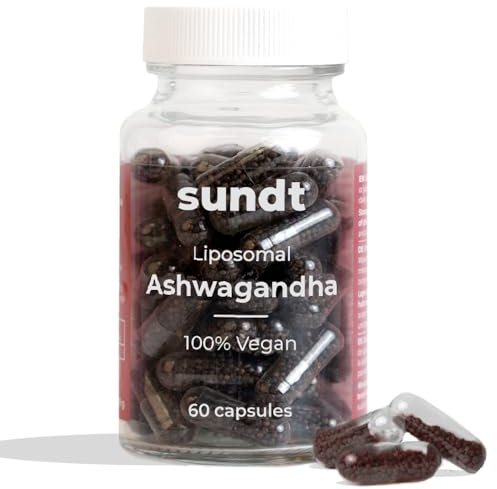 Ashwagandha Kapseln Liposomal | 60 Kapseln mit 320mg Ashwagandha Extract | hohe Bioverfügbarkeit | hochdosiert natürliches Heilpflanze gegen Stress und Entzündungen | Vegan | Sundt Supplements