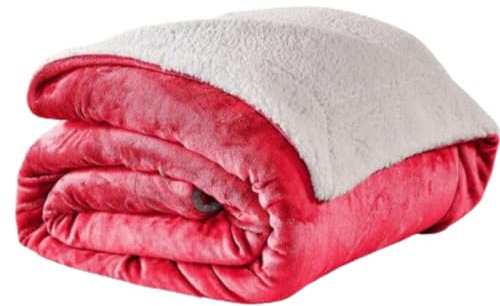 casa pura Kuscheldecke 150x200cm große Flauschige & weiche Sofadecke als Schlafzimmer Deko aus Flanell Sherpa 2cm Dicke Sofaüberwurf Wärmedecke für Zimmer Deko, Balkon, Camping, Rot, Glory