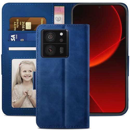 YATWIN Handyhülle für Xiaomi Mi 13T 5G Hülle, Klapphülle Xiaomi Mi 13T Pro 5G Premium Leder Brieftasche Schutzhülle [Kartenfach] [Magnet] [Stand] Handytasche Case für Xiaomi 13T/13T Pro, Blau