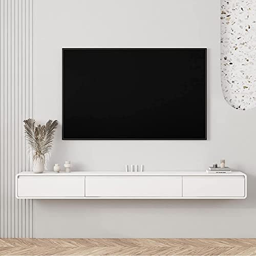 MABIBI TV-Einheit zur Wandmontage, Wandmontage, TV-Schrank, Konsole, schwebender TV-Ständer, Wandmontage mit 2 Schubladen, Wandmontage, Medien-Entertainment-Center, Wand-TV-Einheit,