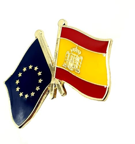 Insignia de metal con bandera de país de la amistad, de España, UE, Europa, España, Unión, Metal