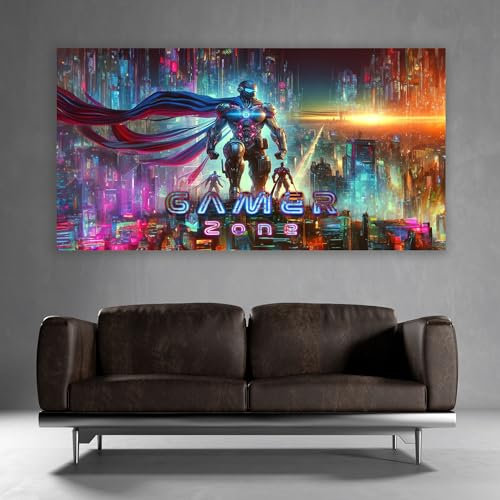 timalo® Gamer Poster gaming zone Wanddeko gamer Bild für die Wand Wandbild Jugendzimmer coole Poster gaming zimmer Bilder für Teenager | Gamerzone Superheld | gamer-fba-10-B140xH61cm