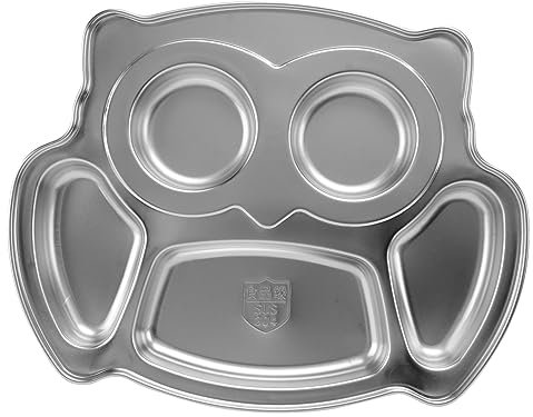 FUNOMOCYA 1 Pc plato llano de acero inoxidable platos infantiles de acero inoxidable platos para niños pequeños divididos contenedores de bocadillos para niños pequeños alimento