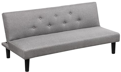 Baroni Home 3-Sitzer Stoff Sofa Bett umwandelbar in Polsterbett, Liegesofa mit Kunststoffbeinen für Wohnzimmer, Gästezimmer, Öffnet 93 cm, 167x70x77 cm (Grau)