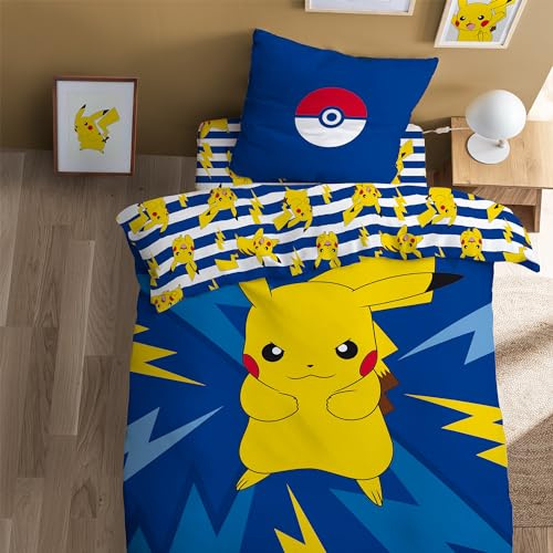 Pokémon Spike Parure de lit imprimée 100% Coton - Licence Officielle