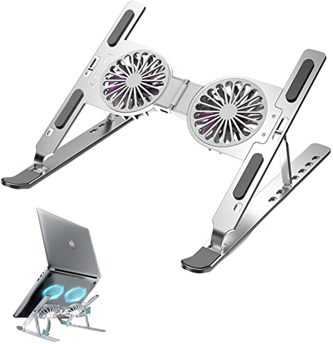 Elevador ajustable para laptop con ventilador de refrigeración USB, soporte de refrigeración para laptop, almohadilla de refrigeración para laptop, soporte silencioso y ultrafino para laptop, soporte
