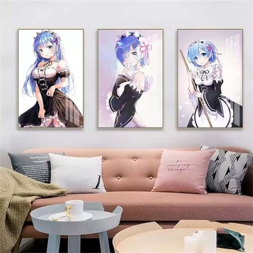 5D DIY Diamond Art Painting Kits Vollbohrer, Niedliche Mädchen Strass Kreuzstich Stickerei 3 Stück Diamant Malerei Bilder Painting nach Zahlen für Kinder Erwachsene Wohnwand Dekor 25x35cm T-305