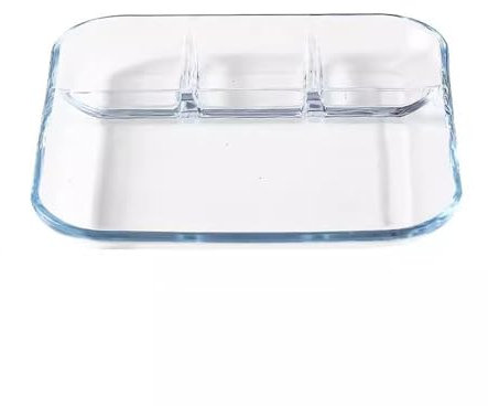 MXMZSRTH Divided Plates for Home Household Glass Quantitative Plate Three Compartments Divided Meal Plate (Color : Style 2, Size : 25cm)