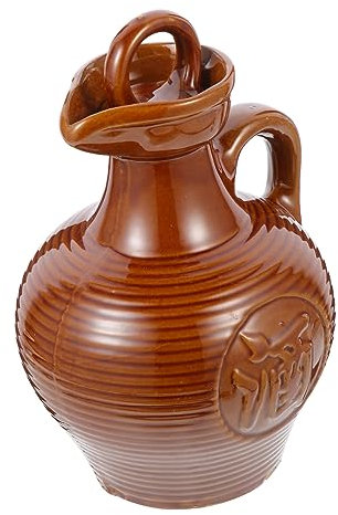 LABRIMP Ceramic Hip Flask Wine Container Serving Wine Jug Handle for Home Kitchen Supplies