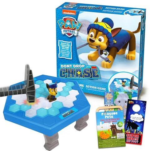 PAW PATROL Eisbrecherspiel - Don't Drop Chase - 3-teiliges Paw Patrol Icebreaker-Spiel mit geheimen Lebensaufklebern, Türaufhänger, mehr (Paw Patrol Spiele für Geburtstagsparty, 3-8 Jahre)