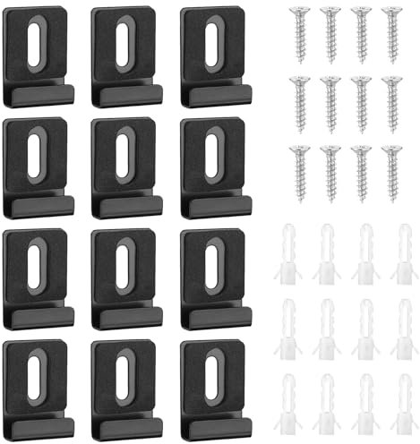 MaehSab Lot de 12 clips de fixation en métal pour miroir avec vis et coussinets en caoutchouc pour montage mural sans cadre