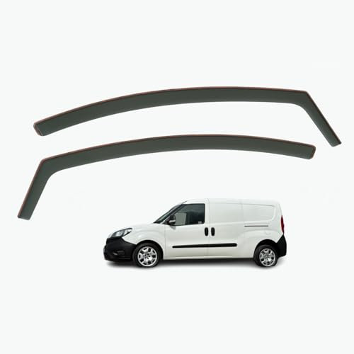 AirFlux: Set mit 2 Windabweisern, klassisch, dunkles Rauchgetönt, kompatibel mit Fiat Doblo 2010-2022, selbstklebend