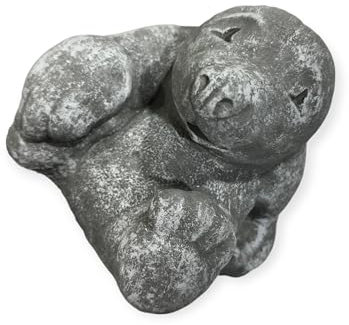 OriginalPaul Skulp & Betondesign Verspielter Maulwurf auf dem Rücken liegend - Robuste Steinguss-Skulptur Maße (H/B/T): 14/15/16 cm für Haus und Garten