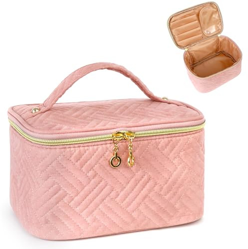 ZIOSINM Trousse Maquillage Femme Voyage, Petite Trousse de Toilette Trousse de Maquillage Femme, Makeup Bag Trousses de Toilette Femme Fille Voyage (Rose)