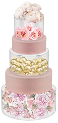 Acryl Befüllbarer Kuchen Stand mit 3 LED-Lichtstreifen, Tortenständer Round Kuchentrenner Backzubehör Klar Cake Stand Zylinder Display Riser Box für Hochzeiten Geburtstage geschäftliche Hotels