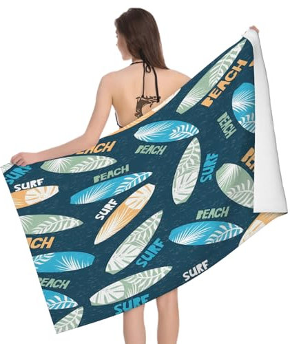 Mikrofaser Strandtuch Surfbrett 160x80 cm, 3D Karikatur Sportthema Badetuch für Erwachsene Weiches Leicht Handtuch Schnelltrocknend Sandfreies Strandhandtuch