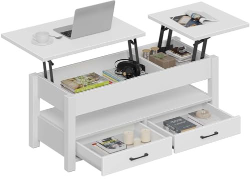 Rolanstar Couchtisch Höhenverstellbar, Couchtisch Holz mit Stauraum, Wohnzimmertisch Höhenverstellbar, Tisch Wohnzimmer mit Schublade