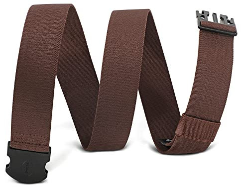 WHIPPY Elastischer Gürtel Herren Verstellbarer Outdoor Stretchgürtel Unisex Arbeitsgürtel für Damen Herren Stoffgürtel mit Kunststoffschnalle,Kaffee 110cm